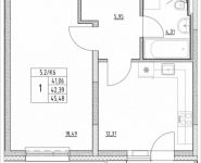 1-комнатная квартира площадью 42.39 кв.м, Лазоревый пр., 3 | цена 9 671 193 руб. | www.metrprice.ru