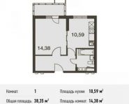 1-комнатная квартира площадью 38.3 кв.м, Родниковая ул. | цена 3 977 892 руб. | www.metrprice.ru