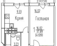1-комнатная квартира площадью 41.9 кв.м, Гагарина ул. (Северный мкр), 65 | цена 2 832 000 руб. | www.metrprice.ru