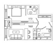 1-комнатная квартира площадью 43.1 кв.м, Рязанский просп., 2 | цена 7 886 869 руб. | www.metrprice.ru