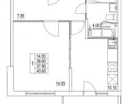 1-комнатная квартира площадью 37.8 кв.м, 2-я Муравская | цена 5 303 854 руб. | www.metrprice.ru