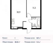 1-комнатная квартира площадью 38 кв.м, Березовая аллея, 19 | цена 6 683 008 руб. | www.metrprice.ru