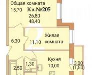 2-комнатная квартира площадью 48.4 кв.м, Ивакино кв-л | цена 3 679 000 руб. | www.metrprice.ru