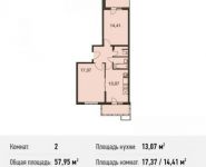 2-комнатная квартира площадью 58 кв.м, Родниковая ул. | цена 5 765 069 руб. | www.metrprice.ru