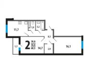 2-комнатная квартира площадью 60 кв.м, Нововатутинский пр-т | цена 5 708 175 руб. | www.metrprice.ru