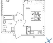1-комнатная квартира площадью 33.4 кв.м, Дружбы, 45 | цена 3 525 370 руб. | www.metrprice.ru