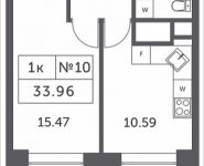 1-комнатная квартира площадью 33.96 кв.м, Мякининское шоссе, 4 | цена 3 599 080 руб. | www.metrprice.ru
