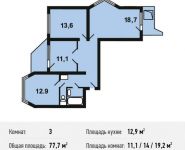 3-комнатная квартира площадью 77.7 кв.м, Некрасовка п, Покровская ул, 16 | цена 7 206 680 руб. | www.metrprice.ru