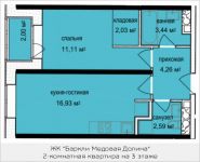 2-комнатная квартира площадью 41.36 кв.м, Октябрьская, к5 | цена 3 533 102 руб. | www.metrprice.ru