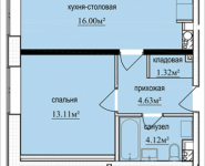 1-комнатная квартира площадью 39.18 кв.м, Октябрьская, к1, корп.6 | цена 3 698 642 руб. | www.metrprice.ru