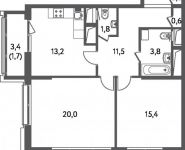 1-комнатная квартира площадью 45.7 кв.м, Волоколамское ш, 24к1 | цена 8 070 620 руб. | www.metrprice.ru