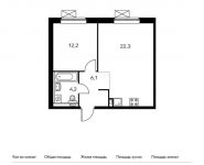 1-комнатная квартира площадью 44.8 кв.м, Ясеневая ул, 12к3 | цена 8 861 440 руб. | www.metrprice.ru