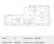 2-комнатная квартира площадью 62.74 кв.м, Калинина ул, 8 | цена 5 144 680 руб. | www.metrprice.ru