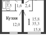 1-комнатная квартира площадью 35 кв.м,  | цена 4 013 900 руб. | www.metrprice.ru