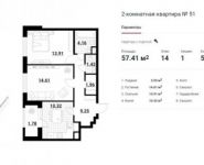 2-комнатная квартира площадью 57.41 кв.м,  | цена 9 697 102 руб. | www.metrprice.ru