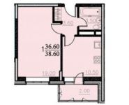 1-комнатная квартира площадью 38.6 кв.м, Центральная ул., 14 | цена 3 396 000 руб. | www.metrprice.ru