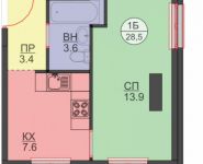 1-комнатная квартира площадью 28 кв.м, Авангардная ул., К7 | цена 3 534 000 руб. | www.metrprice.ru