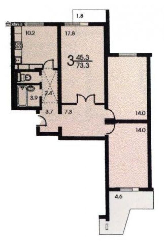 Планировка трёхкомнатной квартиры ( серия п3 ) - п-3 (жилые .