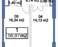1-комнатная квартира площадью 56.97 кв.м, Кудрявцева, IV | цена 6 901 424 руб. | www.metrprice.ru