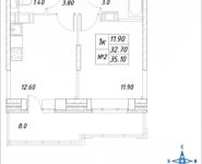 1-комнатная квартира площадью 35.1 кв.м, Горная, 5, корп.5 | цена 2 296 470 руб. | www.metrprice.ru