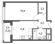 1-комнатная квартира площадью 40.2 кв.м, Красногвардейский б-р, д. 15 | цена 12 400 000 руб. | www.metrprice.ru