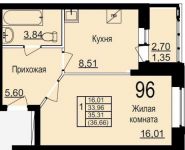 1-комнатная квартира площадью 36.7 кв.м, Осташковское ш. | цена 2 227 000 руб. | www.metrprice.ru
