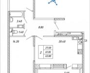 2-комнатная квартира площадью 63.8 кв.м, Дружбы, 3, корп.36 | цена 6 252 400 руб. | www.metrprice.ru