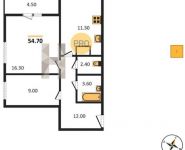 2-комнатная квартира площадью 54.7 кв.м, ул Аннинская | цена 5 413 516 руб. | www.metrprice.ru