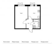 1-комнатная квартира площадью 39.3 кв.м, Молодогвардейская ул, вл36 | цена 10 052 940 руб. | www.metrprice.ru