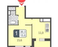 1-комнатная квартира площадью 36.3 кв.м, Базовская улица, д.15к15 | цена 4 514 000 руб. | www.metrprice.ru