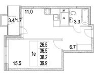 1-комнатная квартира площадью 38.2 кв.м, 2-я Муравская | цена 5 852 851 руб. | www.metrprice.ru
