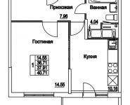 1-комнатная квартира площадью 37.91 кв.м, 2-я Муравская | цена 5 254 326 руб. | www.metrprice.ru