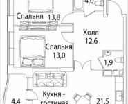 3-комнатная квартира площадью 70 кв.м, улица Николая Химушина, 9к2 | цена 13 960 000 руб. | www.metrprice.ru