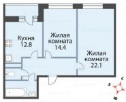 2-комнатная квартира площадью 65.8 кв.м в ЖК "Gazoil Park", улица Победы, 1 | цена 5 072 390 руб. | www.metrprice.ru