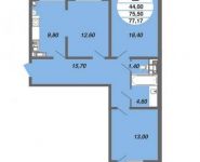 3-комнатная квартира площадью 77.3 кв.м, Ясная ул. | цена 4 462 524 руб. | www.metrprice.ru