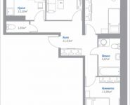 3-комнатная квартира площадью 74.08 кв.м, Новорязанское шоссе, 11, корп.11 | цена 5 012 252 руб. | www.metrprice.ru