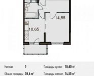1-комнатная квартира площадью 38.6 кв.м, Центральная ул. | цена 4 056 860 руб. | www.metrprice.ru