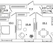 2-комнатная квартира площадью 57.4 кв.м, Рязанский проспект, д.2Б | цена 9 688 201 руб. | www.metrprice.ru