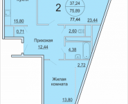 2-комнатная квартира площадью 77.44 кв.м, Садовая, 3, корп.1Б | цена 4 285 011 руб. | www.metrprice.ru