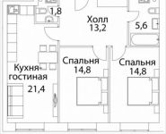 3-комнатная квартира площадью 72.2 кв.м, улица Николая Химушина, 9к2 | цена 20 488 916 руб. | www.metrprice.ru