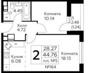2-комнатная квартира площадью 44.8 кв.м в ЖК "Южное Бунино", Старокрымская улица, 13с1 | цена 3 694 212 руб. | www.metrprice.ru
