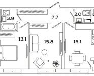 2-комнатная квартира площадью 57.4 кв.м, Рязанский проспект, д.2Б | цена 9 718 336 руб. | www.metrprice.ru