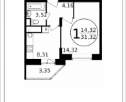 1-комнатная квартира площадью 31.32 кв.м, Просвещения, 11 | цена 2 223 720 руб. | www.metrprice.ru