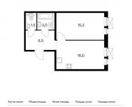 1-комнатная квартира площадью 42.2 кв.м, Александры Монаховой ул, 90к4 | цена 6 536 780 руб. | www.metrprice.ru