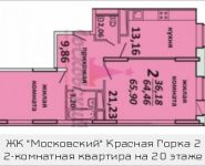2-комнатная квартира площадью 65.9 кв.м, Садовая, 3, корп.1А | цена 3 884 458 руб. | www.metrprice.ru