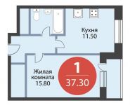 1-комнатная квартира площадью 37.3 кв.м, Юннатов улица, д.4Б | цена 7 068 350 руб. | www.metrprice.ru