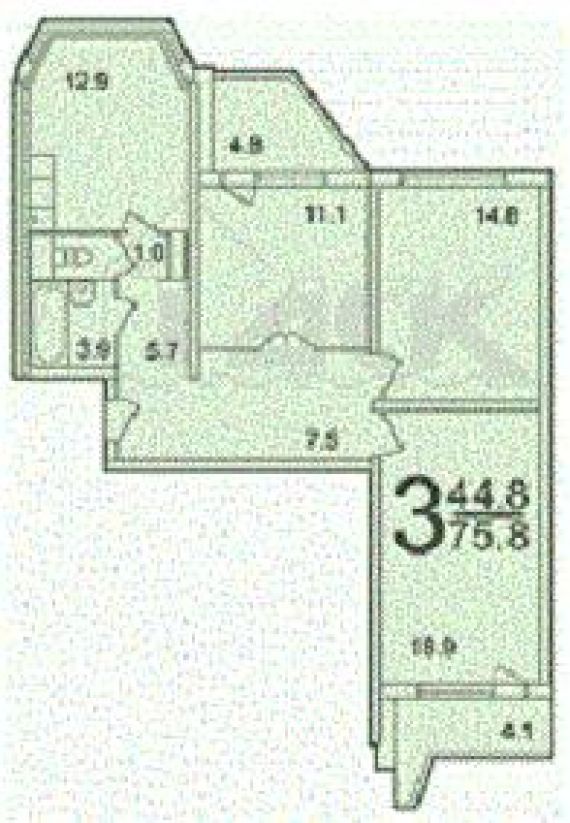 Трёхкомнатная квартира находится южная ул. , 25, метро. обща.