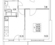 1-комнатная квартира площадью 37.89 кв.м, 2-я Муравская | цена 5 125 516 руб. | www.metrprice.ru