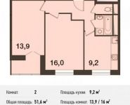 2-комнатная квартира площадью 51.6 кв.м, Новотушинская ул. | цена 5 031 516 руб. | www.metrprice.ru