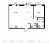 2-комнатная квартира площадью 56.2 кв.м, жилой комплекс Мякинино Парк, | цена 7 935 440 руб. | www.metrprice.ru